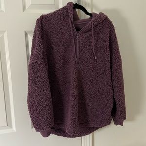 PINK Hooded Sherpa half zip